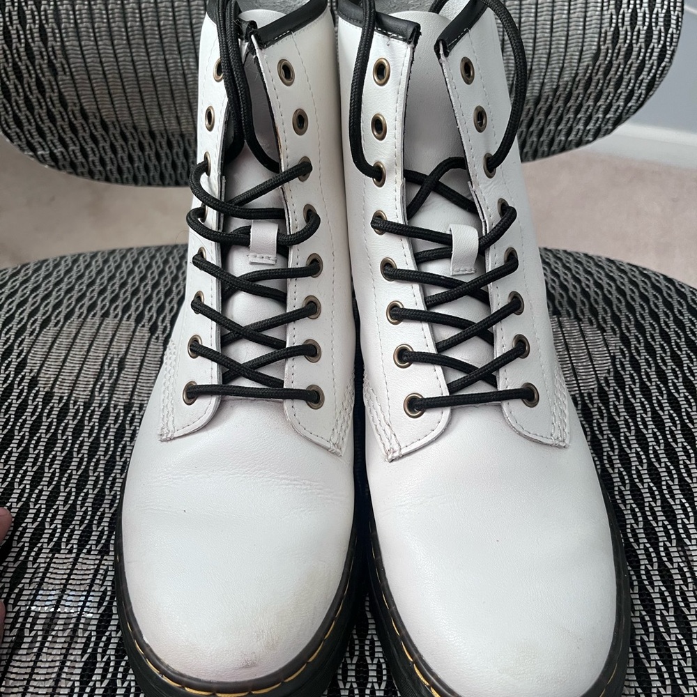Dr. Martens White Boots with Black Accents